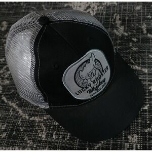 Lucky Rooster Whiskey Trucker Hat OSFM Black Gray‎ Mesh Snapback Baseball Cap